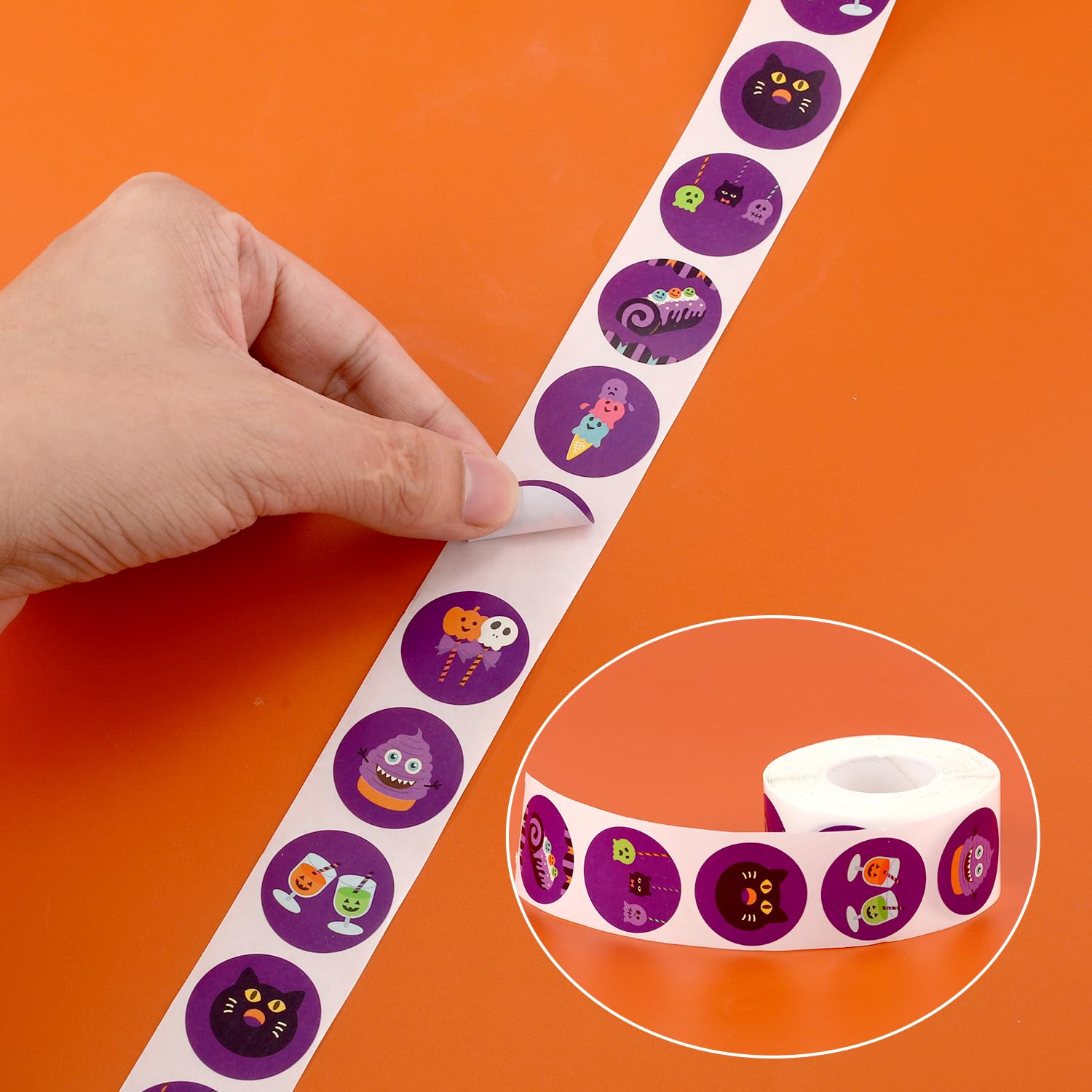 1000 Stück Halloween Aufkleber - 2 Rollen Mit Kürbis & Geister Motiven Für Party Dekoration