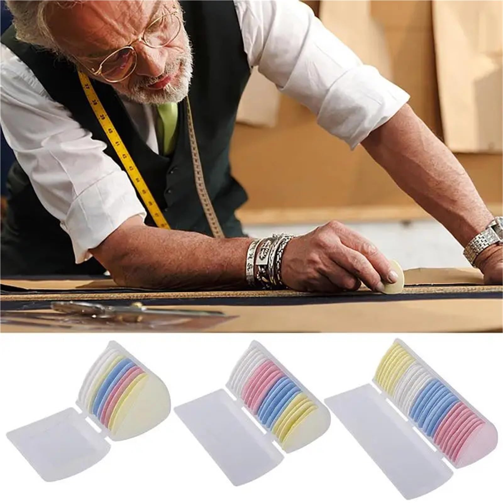 Tailors Szycie Kreda Odzież Wzór Zestaw Narzędzi DIY (15 Pudełek): Kolorowa, ścieralna kreda krawiecka, marker do tkanin i akcesoria krawieckie do szycia (30 szt.)