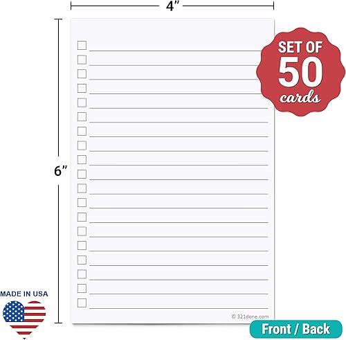 Miniatura 6 de 321Done Tarjetas de lista de verificación jumbo de 5 x 7 pulgadas (juego de 50) fabricadas en Estados Unidos  Extra grandes  Lista de verificación