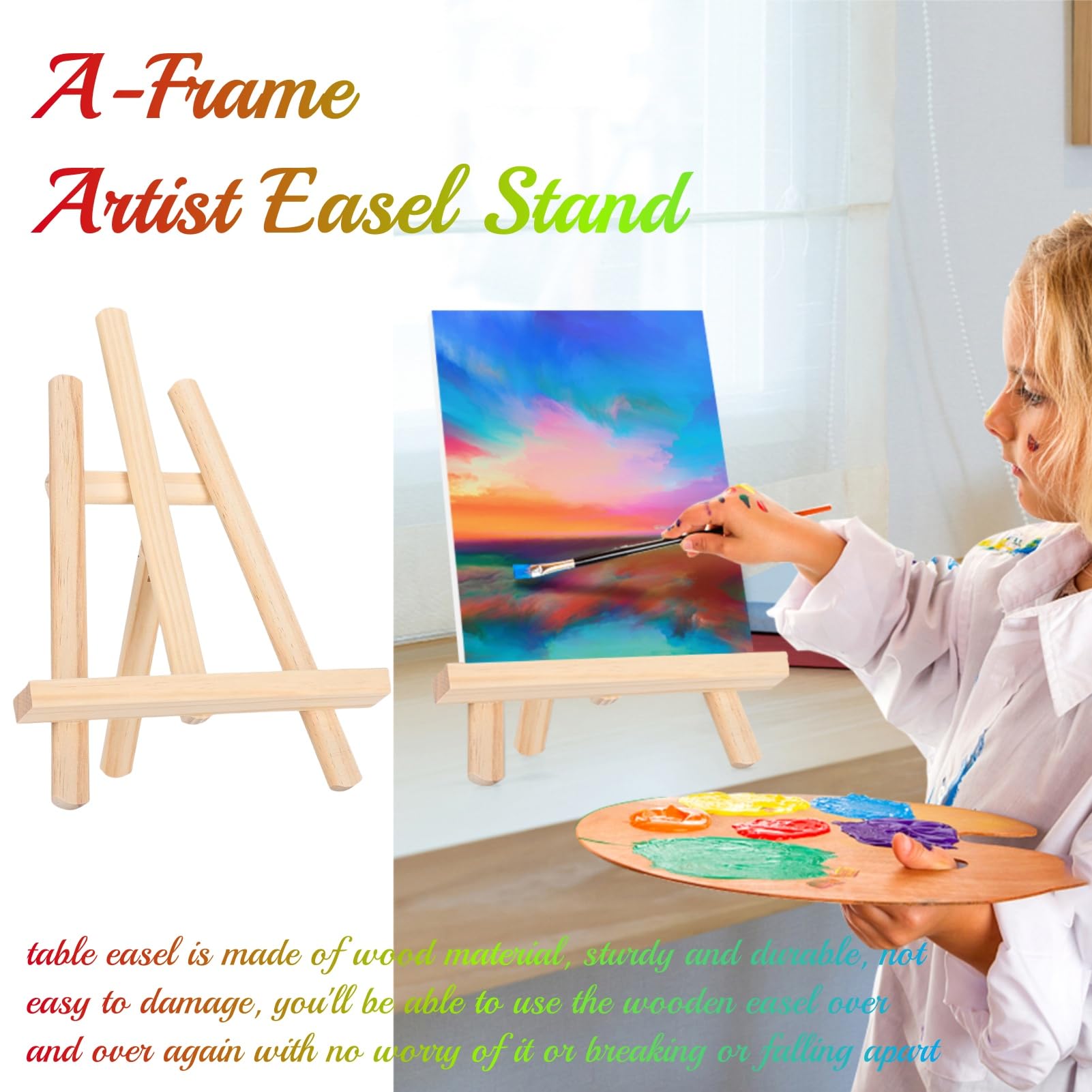 2 Pcs Supports Décoratifs en Bois pour Peinture de Bureau Chevalets de Peinture de Bureau