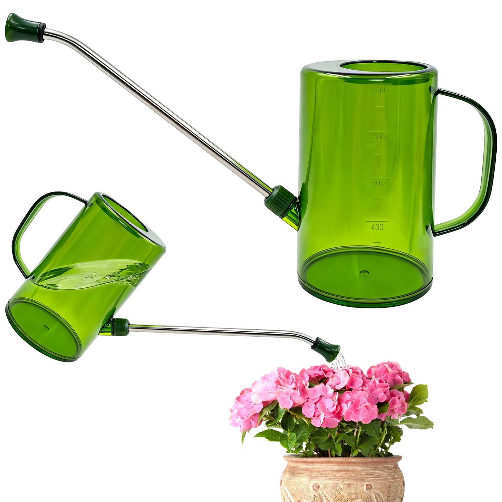 Fipfovpa 35oz 1L Watering Can, Plastic Mini Plant Watering Can, Long Spout Watering Devices for Indoor Outdoor Plants Flowers Succulents Bonsai