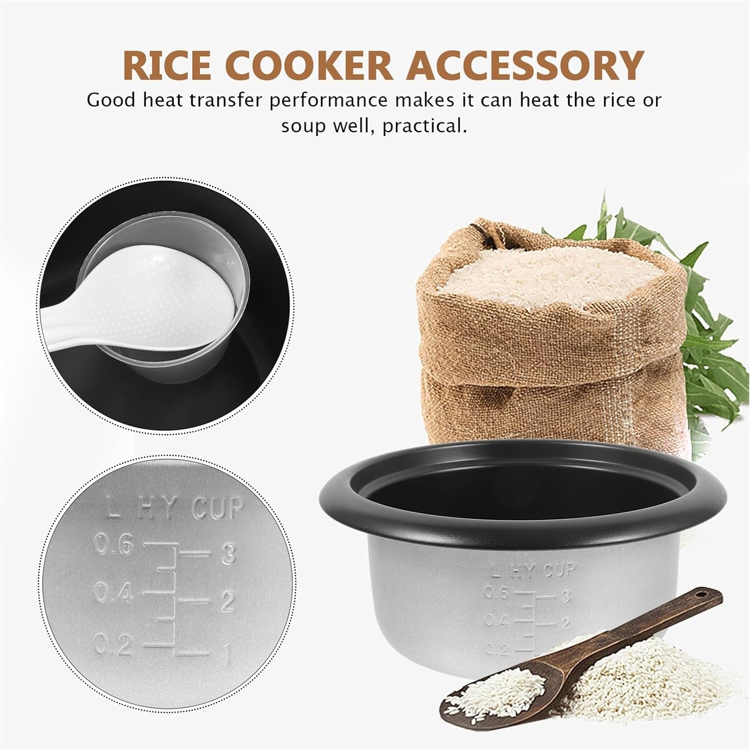 1.5L Rice Cooker Inner Pot Cooker Replacement Pot Non Stick Inner Pressure Cooker Inner Pot Food Rice Cooker ，Compatible for Kitchen Accessories