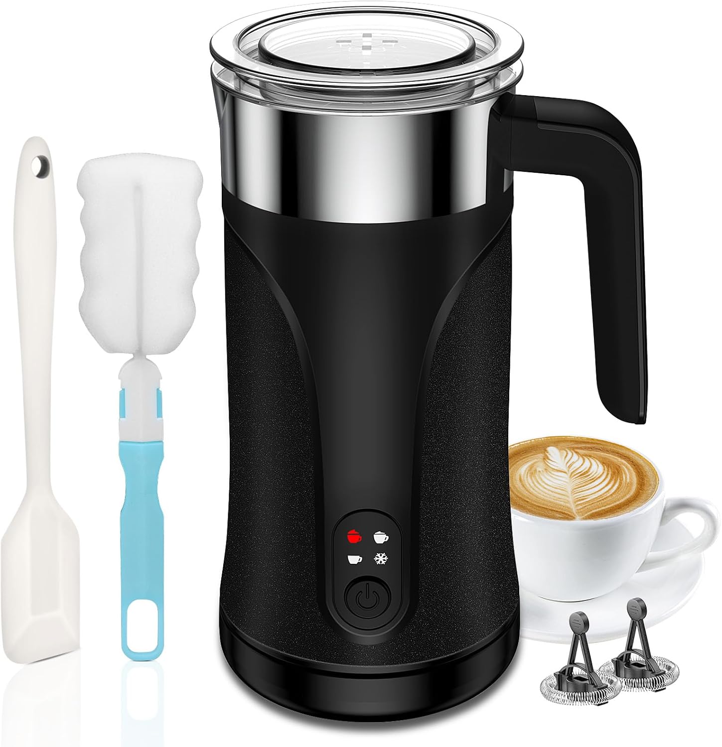 Milk Frother, Upgraded 4-in-1 Milk Frother and Steamer, 10.1oz/300ml Automatic Hot and Cold Foam Maker and Milk Warmer, Electric Milk Frother for Coffee, Latte, Cappuccino, Matcha(Black) 300ml Classic Black