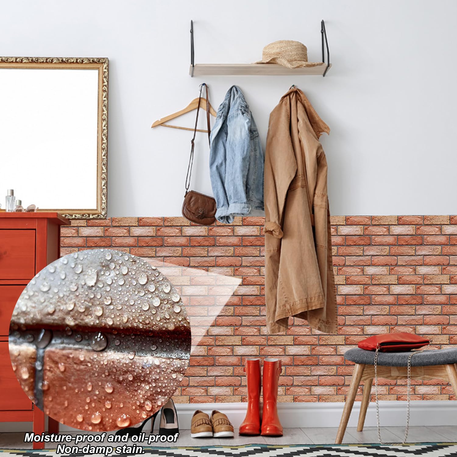 Carta Da Parati 3D Effetto Mattone - 10 Pannelli Adesivi, Schiuma PE - Foto 12