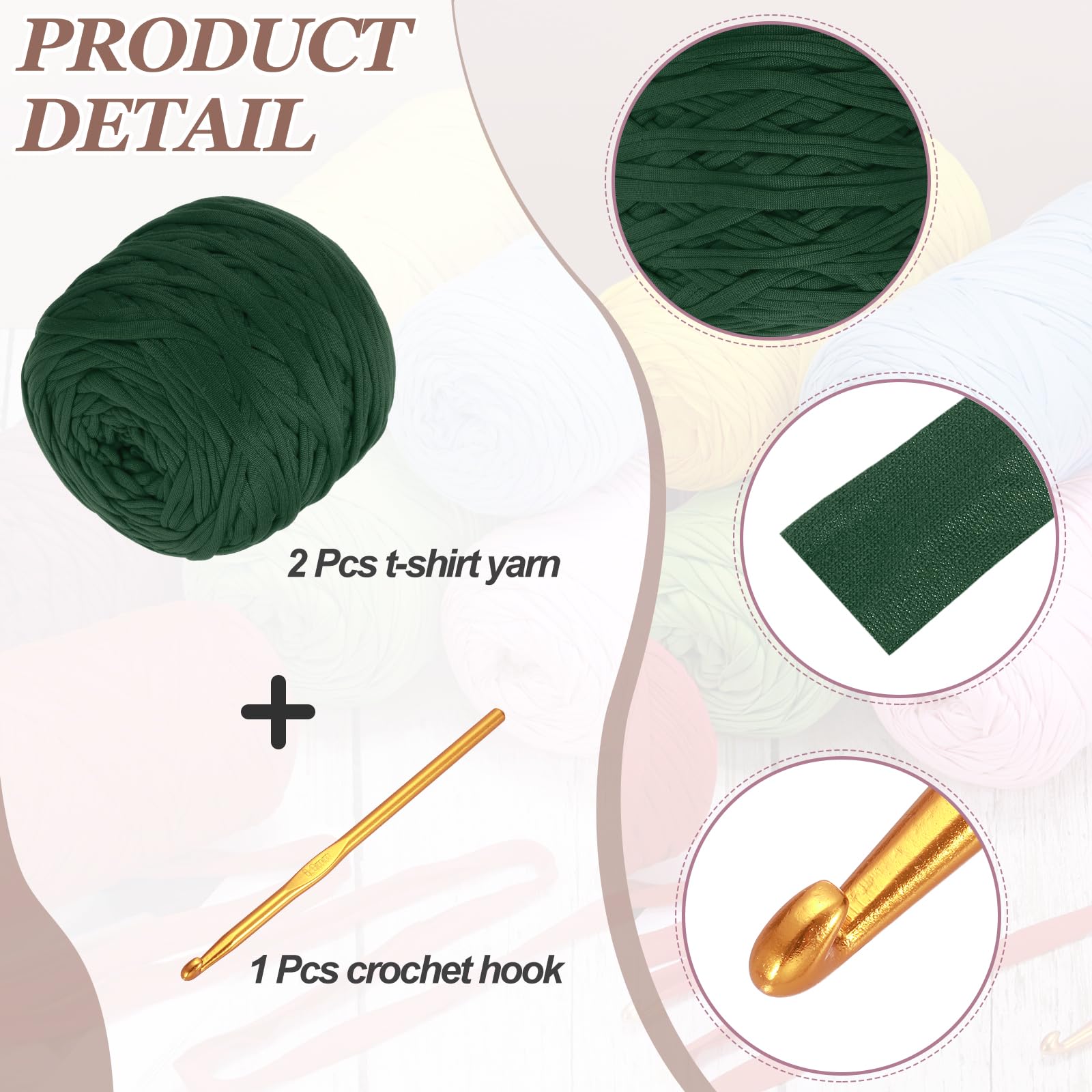 PATIKIL T-Shirt Yarn for Crocheting with 1 Crochet Hook - Image 3