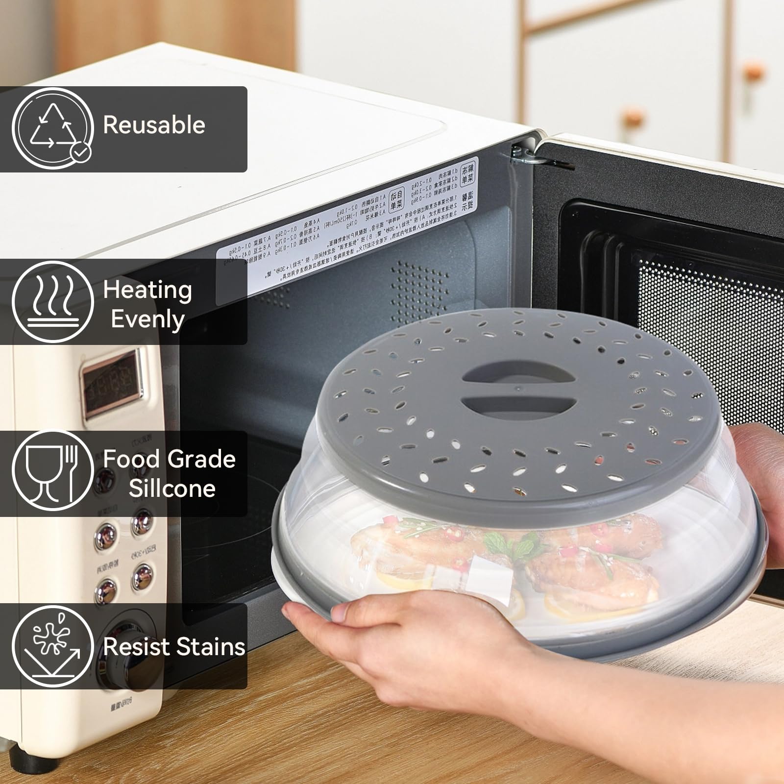 Copertura Per Microonde Pieghevole - 2 Pezzi, Antischizzi, In Plastica Senza BPA, Lavabile In Lavastoviglie