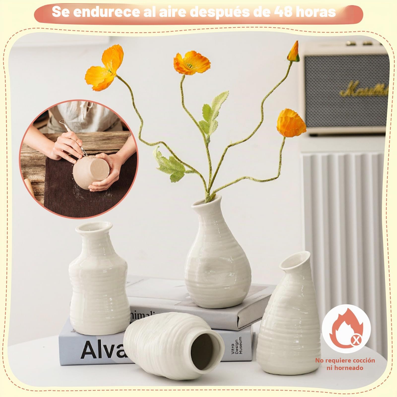 UHAPEER Kit de arcilla seca al aire para adultos, juego de cerámica para principiantes con arcilla, herramientas de esculpir, barniz, pintura de cerámica, guía paso a paso y video, regalo para los