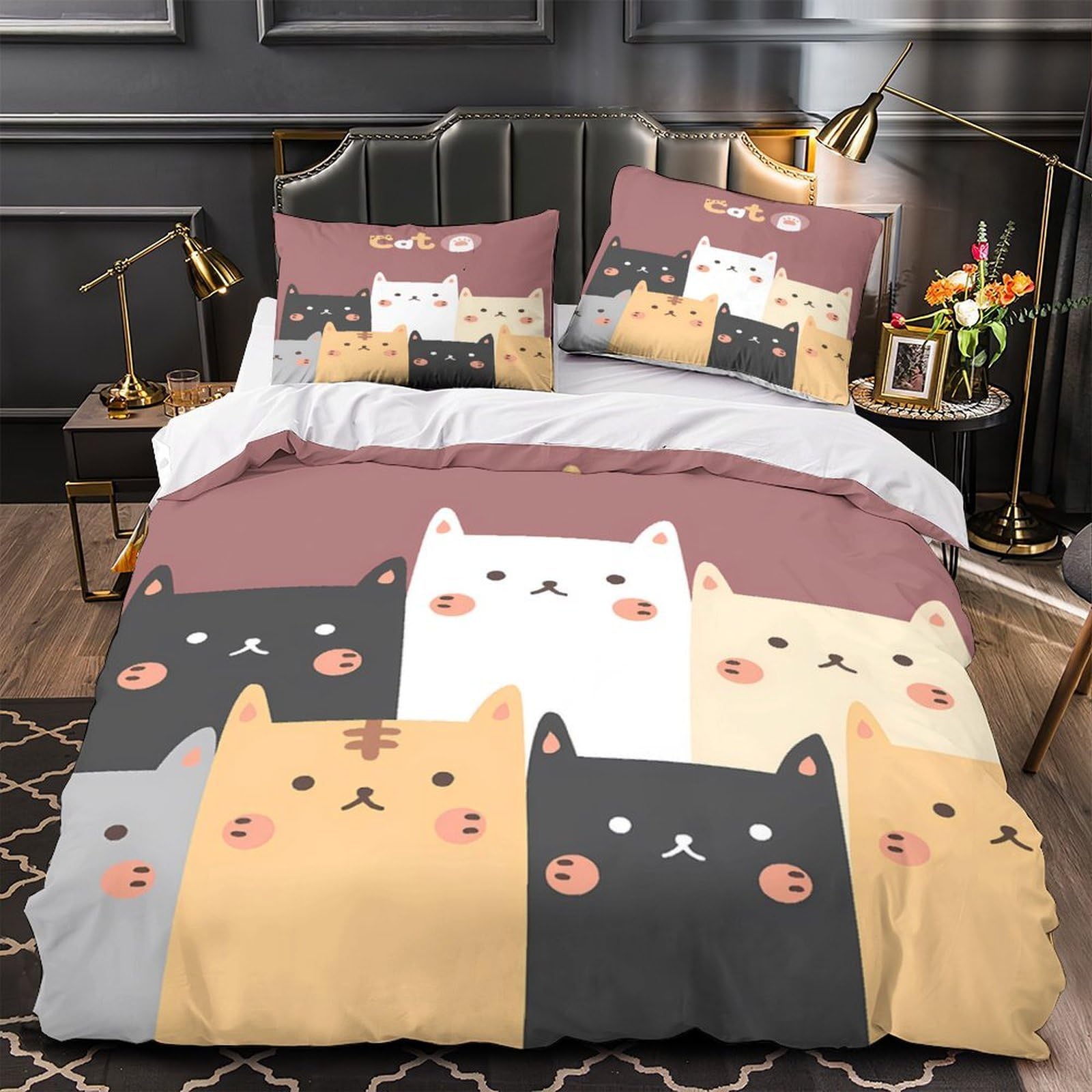 Housse de couette abeille hypoallergénique parure de lit anti-acariens microfibre résistante