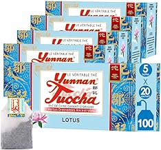 Yunnan Tuocha Zouji - Thé Tuocha au Lotus – Apaisant et relaxant - 100 Sachets (5x20)- 200g - Origine Yunnan Garantie