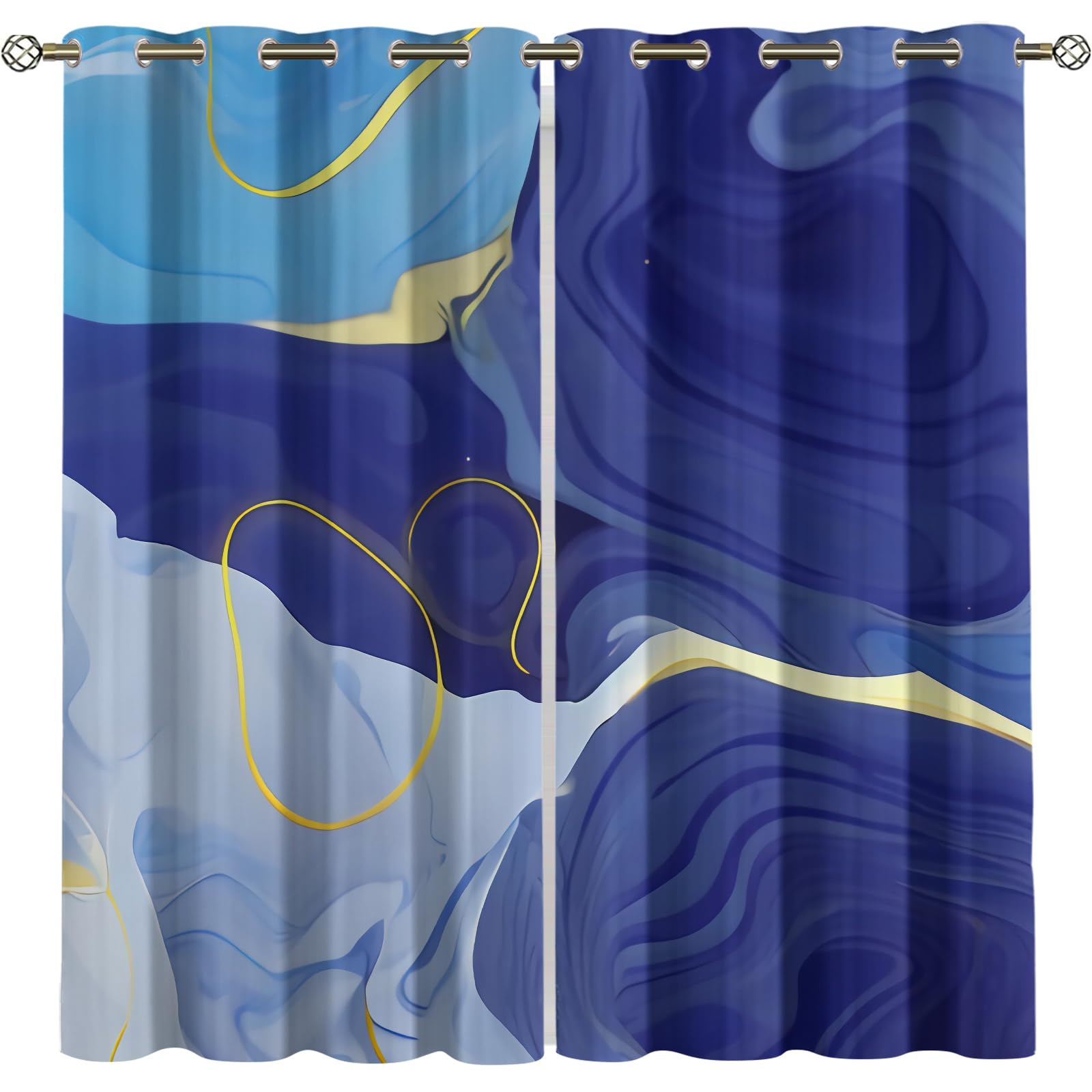 Kinder Gardinen Kinderzimmer Junge Mädchen Blickdicht Blauer Rauch Kunst 200X214Cm 2Er Set Verdunkelungsvorhang Thermovorhang Hitzeschutz Vorhänge Wohnzimmer Schlafzimmer Vorhänge Mit Ösen