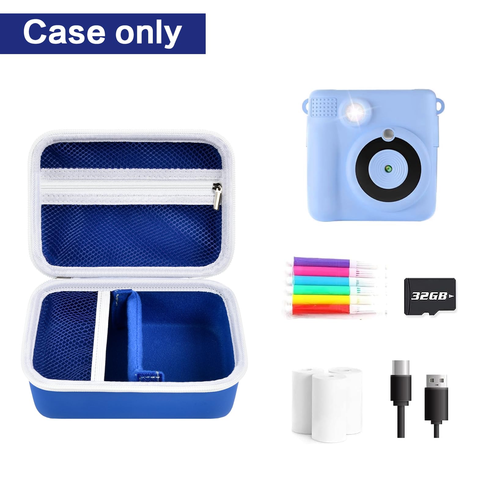 Againmore Kids Camera Bag Compatible with GREENKINDER/for Uleway/Gofunly/for NUOTUN Digital Camera; Instant Camera Storage Box, Dark Blue, No, dark blue, No - Image 2