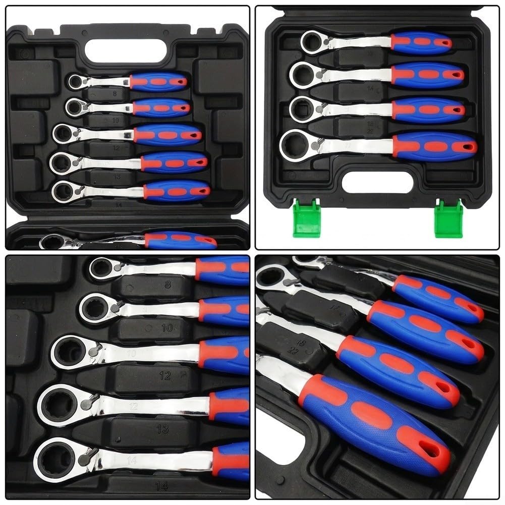 Set Chiavi a Cricchetto 9 Reversibile Acciaio Set Chiavi a Cricchetto