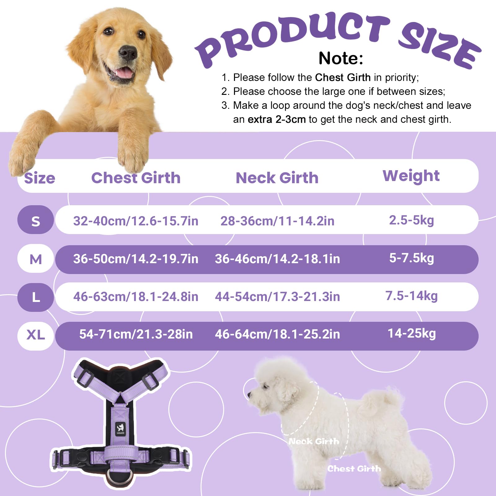 LiebeDD Pettorina Cane Taglia Grande - Pettorina H Cane - Pettorina Anti Tiro per Cani Imbracatura Riflettente Bulldog Francese Pettorina per Addestramento e Easy Walk, Viola, XL