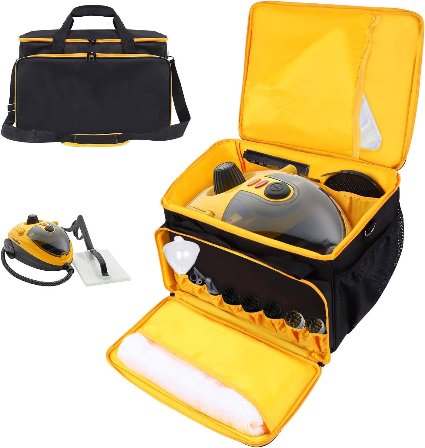 Storage Bag Compatible with Wagner Spraytech C900134 Steamer Adjustable Carrying Bag Case Portable Steam Cleaner Storage Bag with Extra Pockets for Accessories, Bag Only