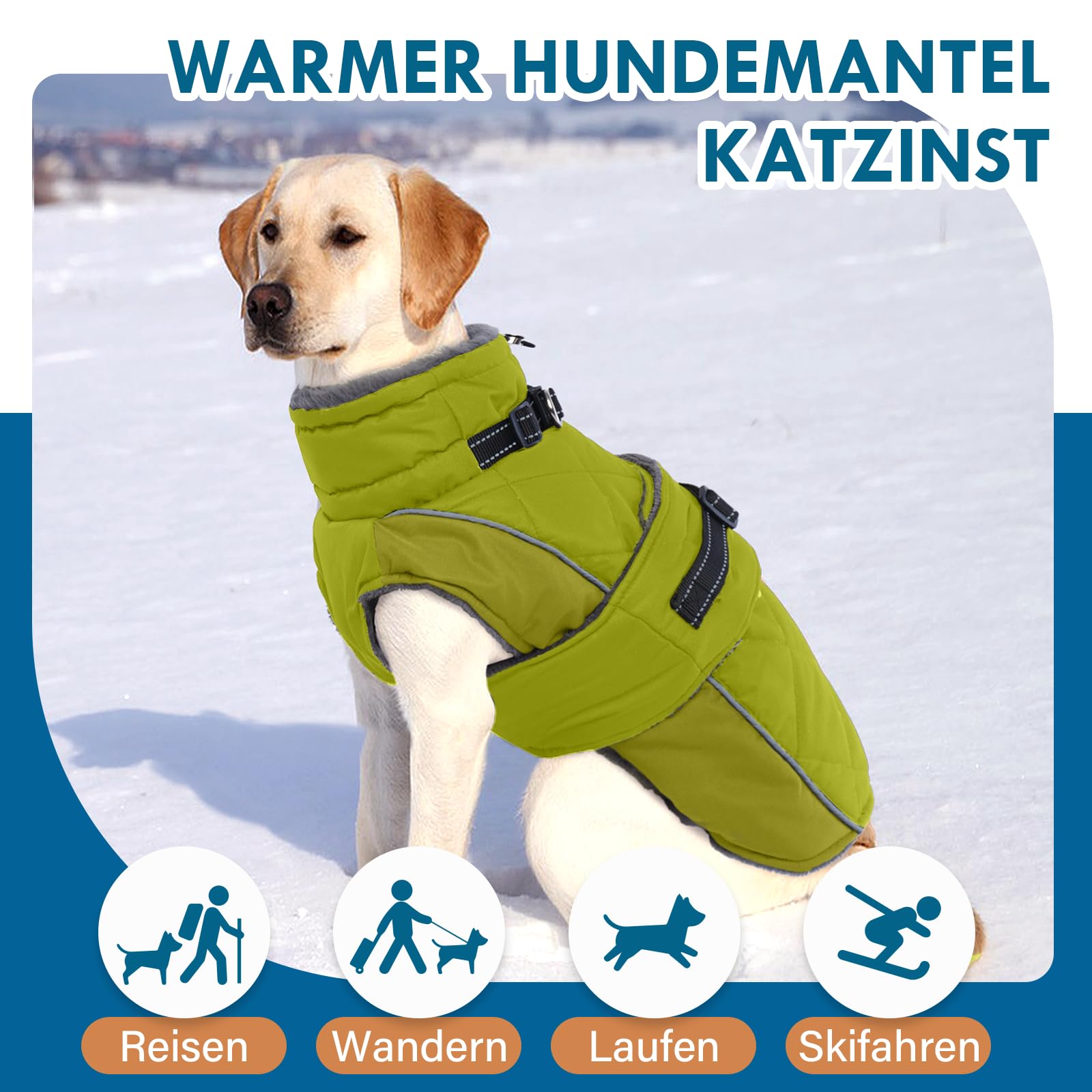 Abrigo de invierno para perro grande XXL con rayas reflectantes, resistente al agua, chaqueta para perros grandes, abrigo para perros de 60 cm para Doberman, Golden Retriever, pasear al perro