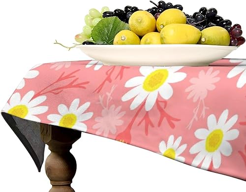 Miniatura 804 de Mantel floral hippie, diseño retro de los años 70, naranja, rosa, azul, floral, bohemio, estampado estético de margaritas, para fiesta, picnic