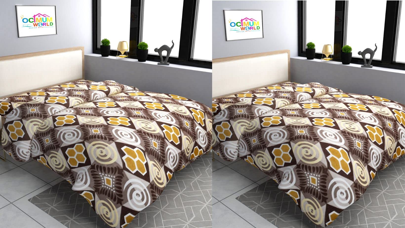MORADO Single Bed Woolen Fabric Geometric Quilt Cover/Duvet Cover/Rajai Cover/Blanket Cover for Winters (60x90 Inches, Brown, Combo of 2)-image-13