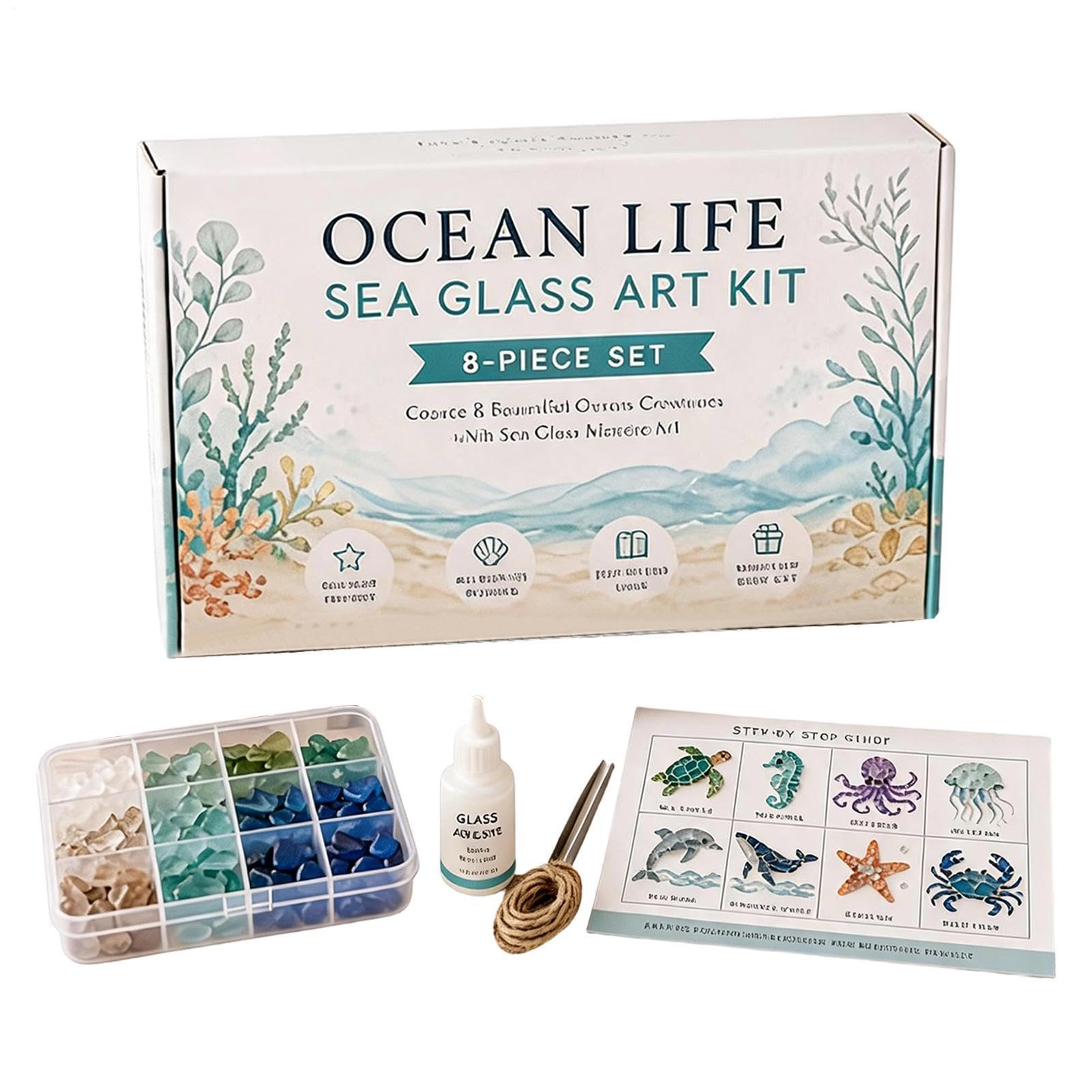 Sea Glass Mosaic Art Kit DIY Resin Stained Glass Craft Sets