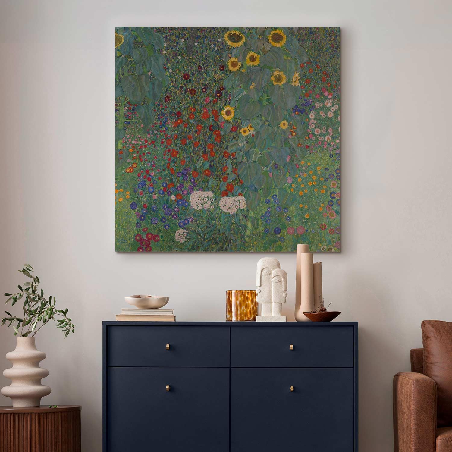 murando Quadro Gustav Klimt 80x80 cm 1 Pezzo - Stampa su Tela Strutturata XXL Grande - Quadri Moderni Soggiorno Grandi - Stampe da Parete Murale Arte Moderno Pittura - Fiori di girasoli da giardino