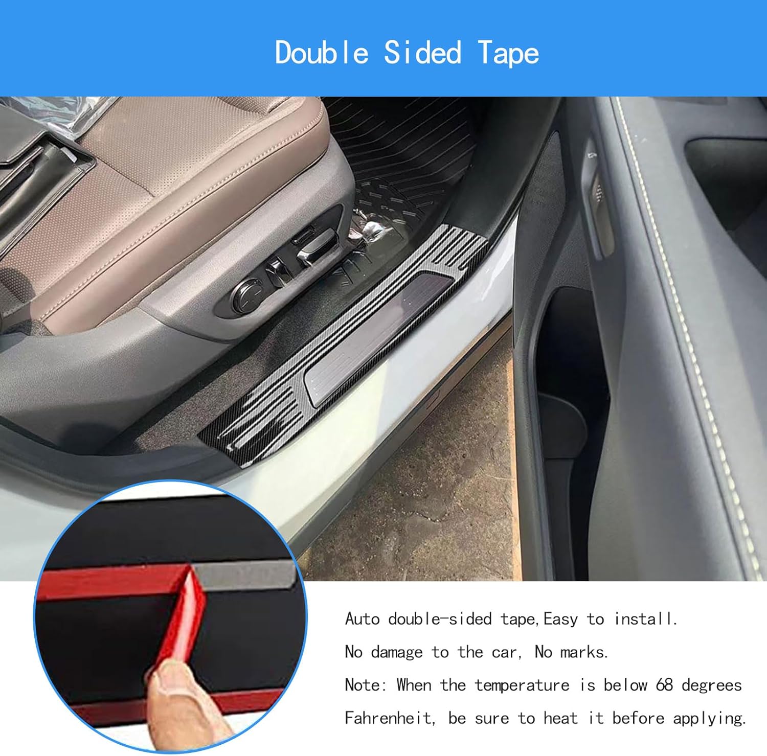 Car Accessories Compatible with Lexus TX TX350/500h/500h+ 2024 2025 2026 Inside Door Sill Scuff Plate Entry Guard Cover Trims Stainless Steel 4PCS(Carbon Fiber Style)