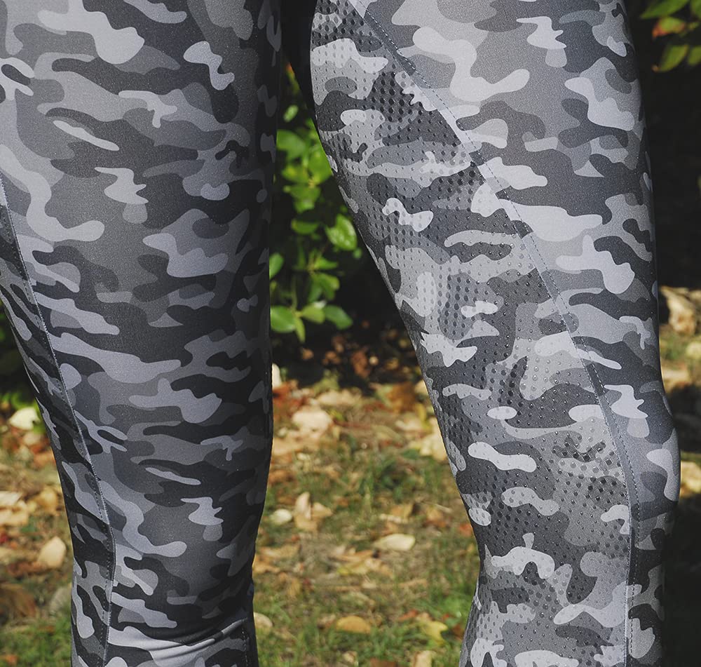 Rhinegold Women's 748a-14-camo Rhinegold Full Seat Performance Tights 14 Grey Camo, Grey Camouflage, 32W UK