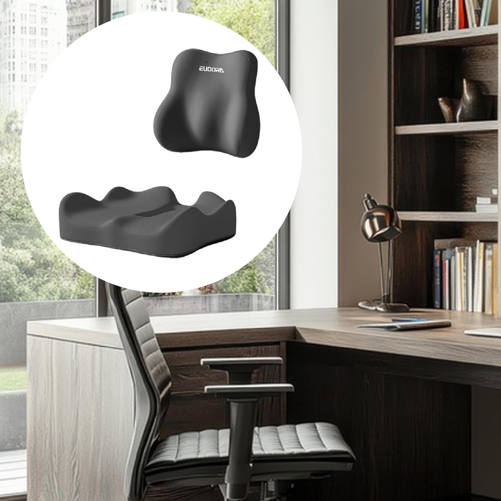 Cuscino di Supporto Lombare, Cuscino per Seduta Pratico, Traspirante, Portatile, in Memory Foam, Ergonomico per Letto E Divano, Nero