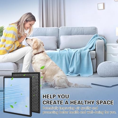 Miniatura 6 de HSP001 Juego de filtros de repuesto compatible con purificador de aire inteligente HATHASPACE HSP001, prefiltro HEPA 4 en 2, H13 True HEPA,