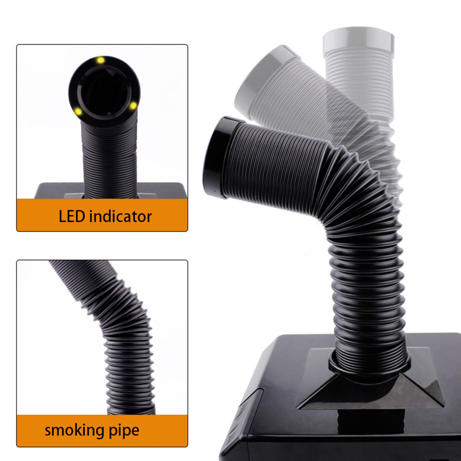 Mini Absorbente de Humo, Absorbente de Humo de Soldadura de Escritorio de 60 W, Extractor de Humo de Soldadura, Rotación Telescópica Libre de 360 ​​° con Iluminación Led, Para Estación de Soldadura de