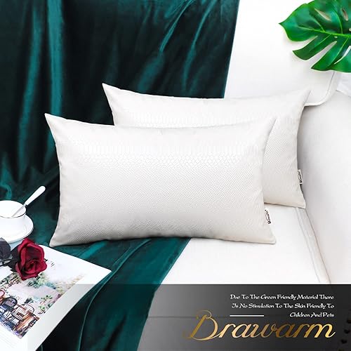 Miniatura 165 de BRAWARM Fundas de almohada de piel sintética de 16 x 16 pulgadas, paquete de 2 fundas de almohada de cuero plateado, almohadas decorativas de piel