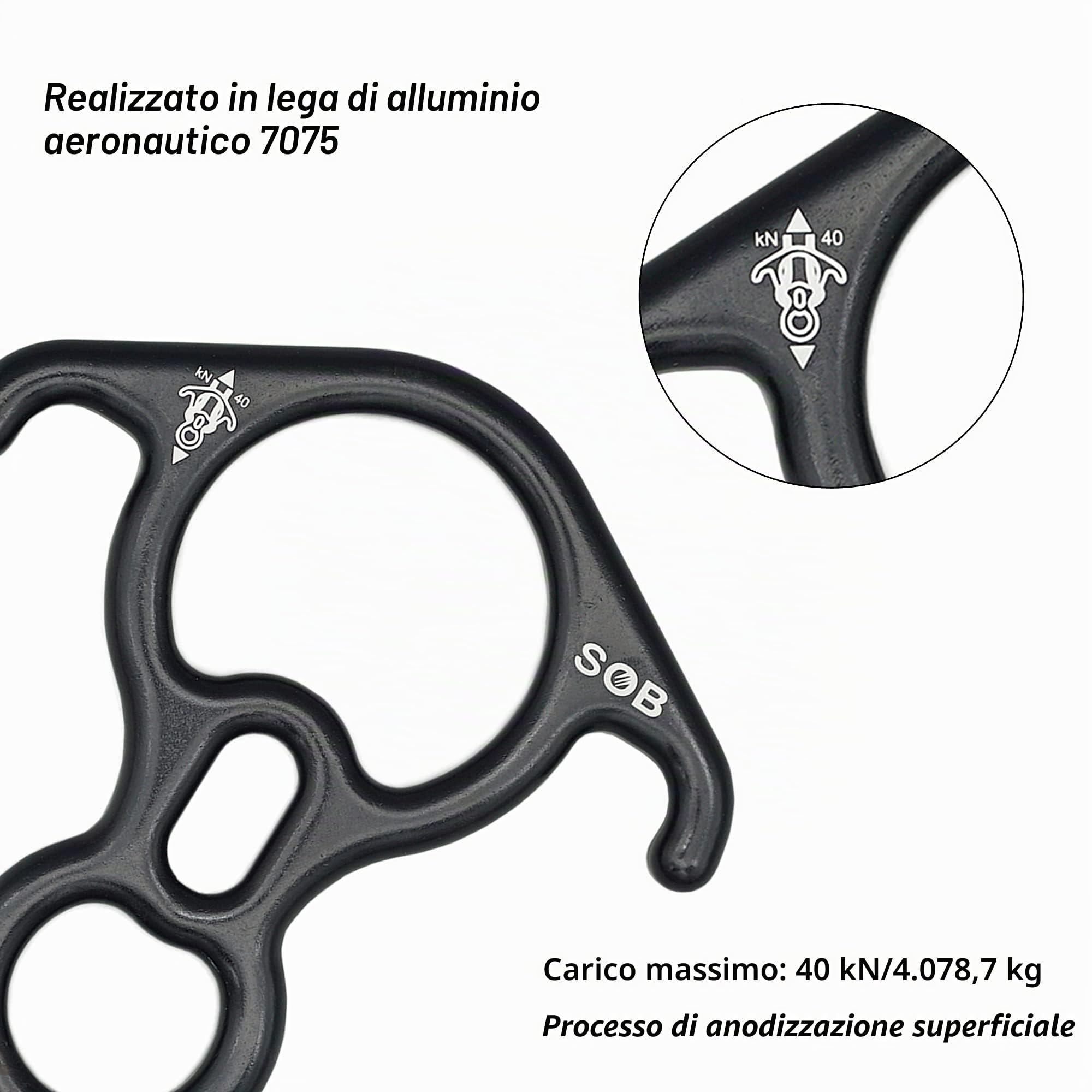 SOB Discensore a 8 Descender per Calata Anelli di Sicurezza in Lega di Alluminio Magnesio Rappel Dispositivo Belaying e Discese per Arrampicata su Lavoro Aereo