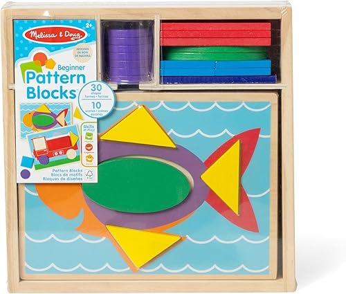 Miniatura 6 de Melissa  Doug Bloques de patrón de madera para principiantes juguete educativo con 5 escenas de doble cara y 30 formas