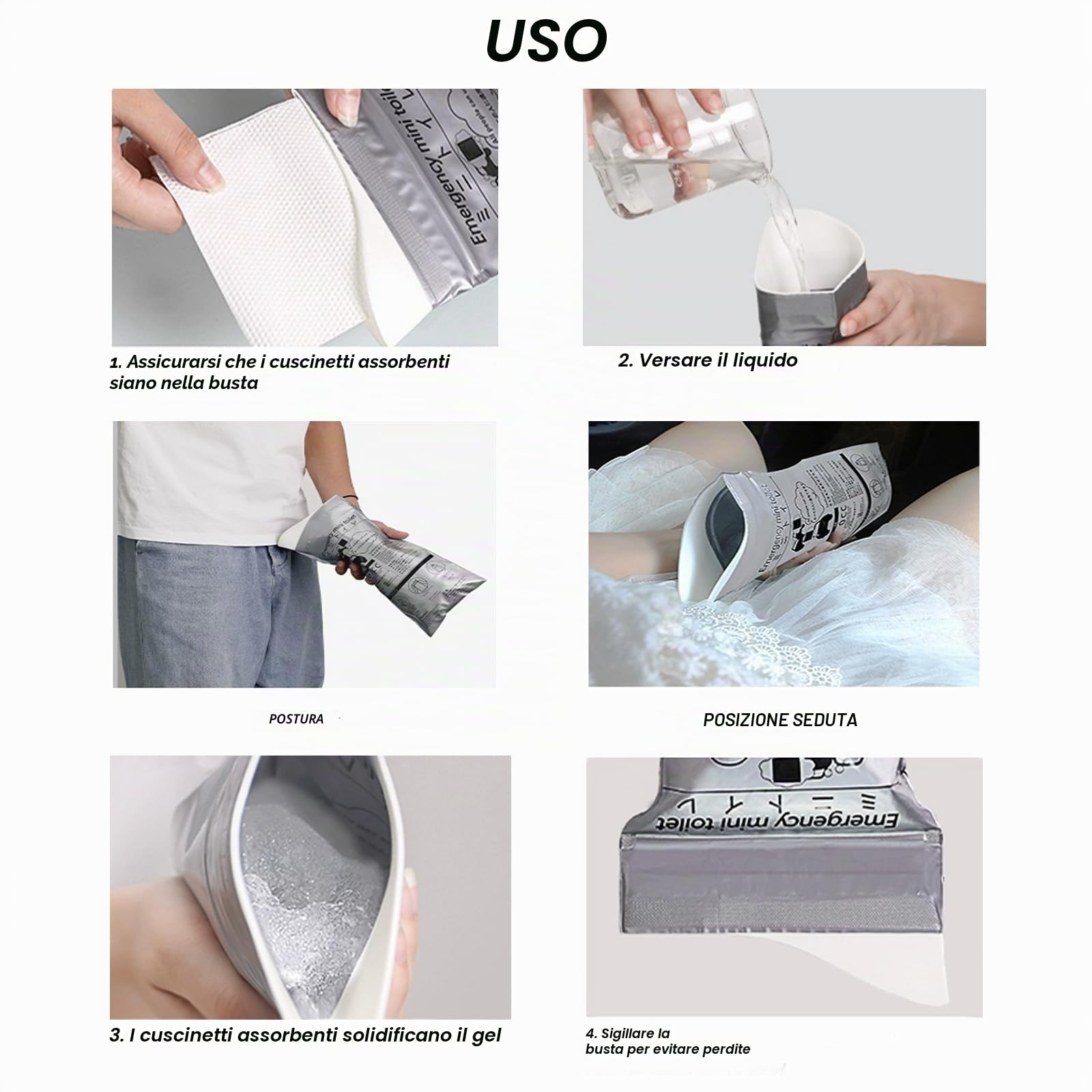 15 Pz Sacchetti per Urina, 700 ml Sacchetti per Vomito da Viaggio, Sacchetti Vomito da Viaggio, Sacchetti per Toilette WC Portatile Adulti, Orinatoio Portatile Donna Uomini Campeggio Auto