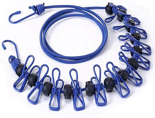 Vshinic Tendedero portátil con 12 pinzas para la ropa, tendedero retráctil de viaje, línea de secado de ropa a prueba de viento para camping, hotel,