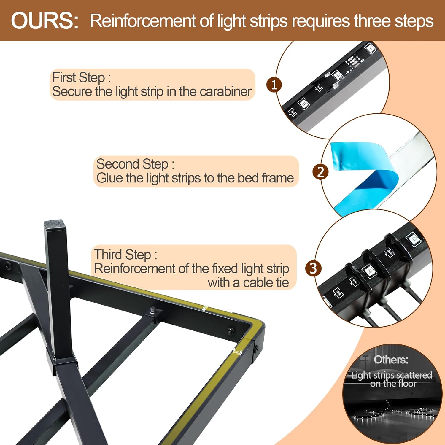 Queen Bed Frame, Floating Bed Frame Queen Size with Smart LED Lights & USB Charging Station, Metal Platform Double Bed Frame, Steel Slat Support, No Box Spring Needed, Easy Assembly HBF150BK - Image 7