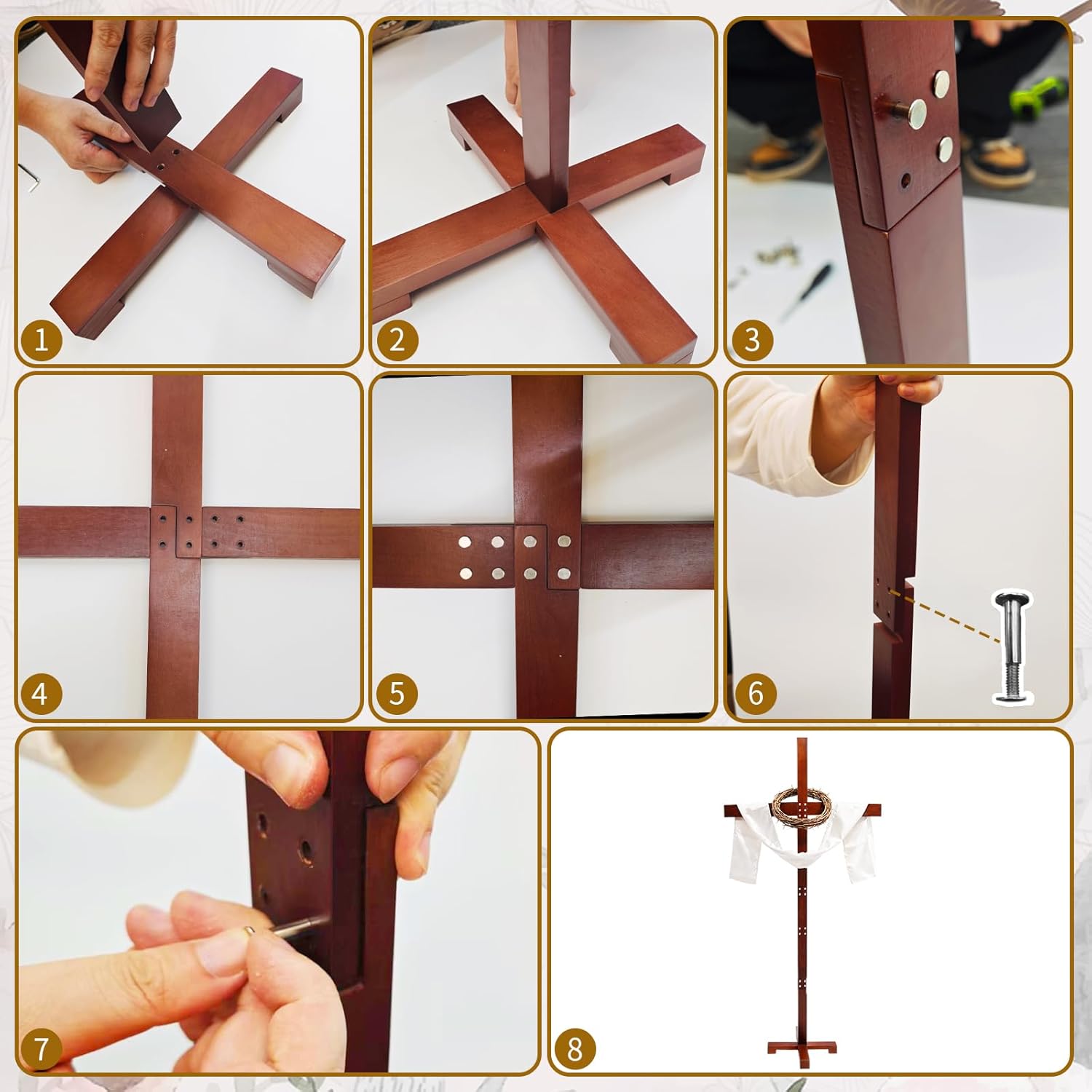 71Inch Easter Large Wood Cross,Wood Standing Cross Decoration Christmas Assembly Wooden Stand Yard Cros,Catholic Easter Wedding Christmas Outdoor
