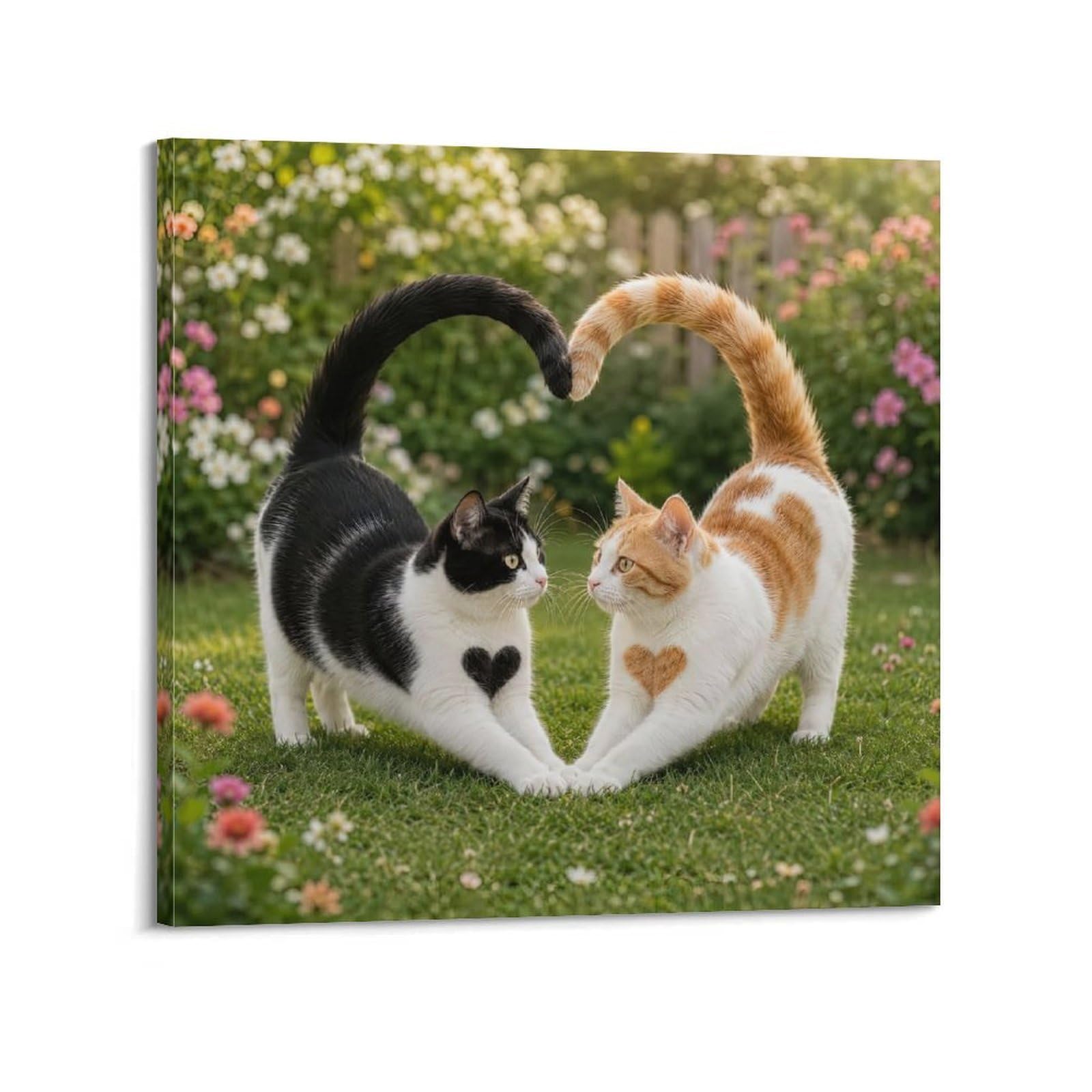 OKAHYS Cute Animal Poster Love Cat Artwork Decorative Painting Canvas Wall Artworks Picture 12x12inch(30x30cm)