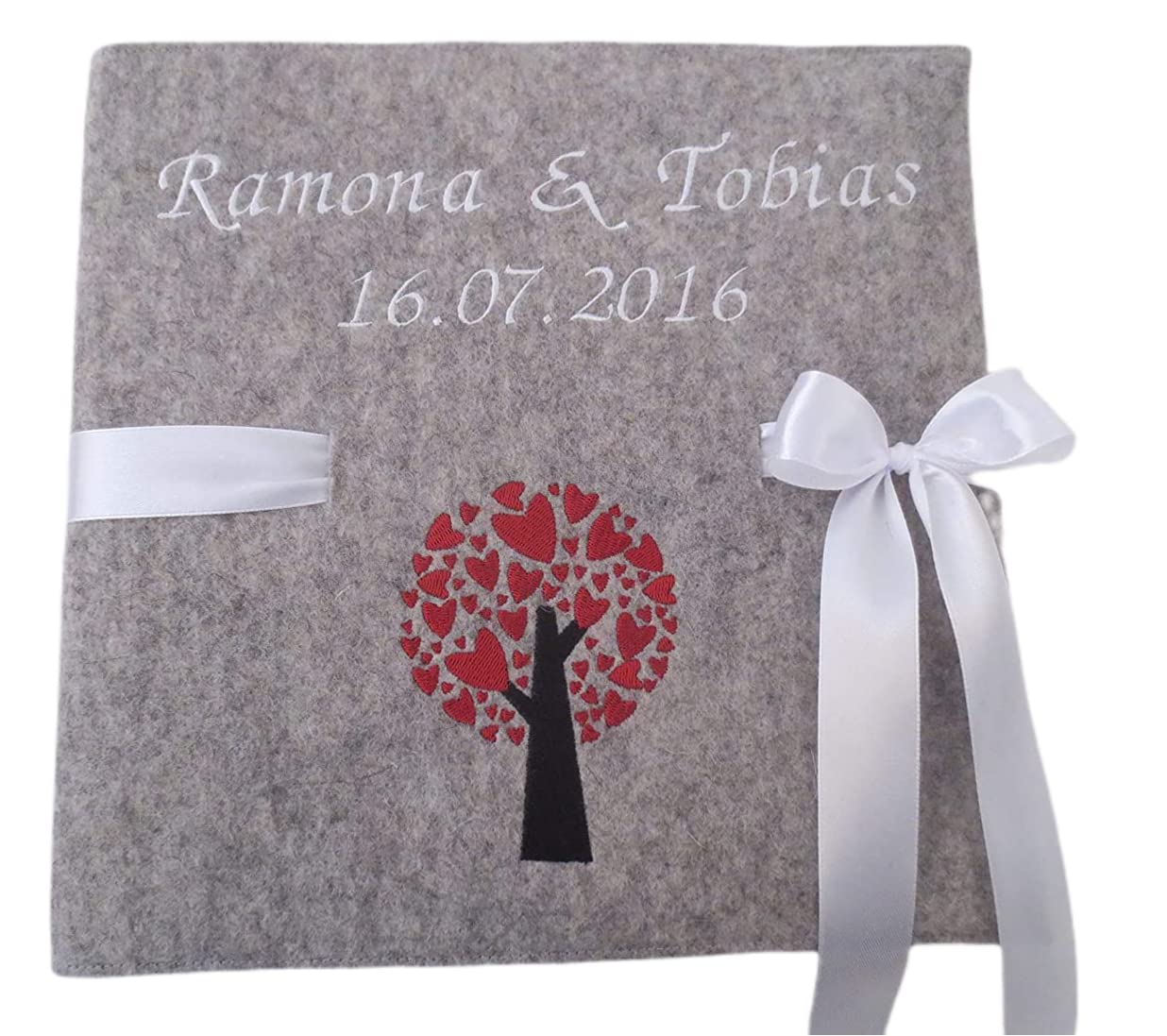 Fotoalbum Album Hochzeitsalbum Hochzeit Gästebuch Hochzeitsreise Geschenk Wollfilz Filz 26 cm x 25 cm