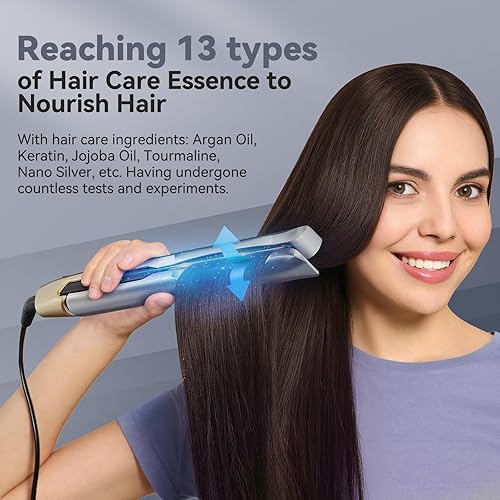 Miniatura 5 de Quico Plancha plana profesional con cuidado del cabello, 11 ajustes de temperatura, alisador de pelo de doble voltaje y rizador con apagado