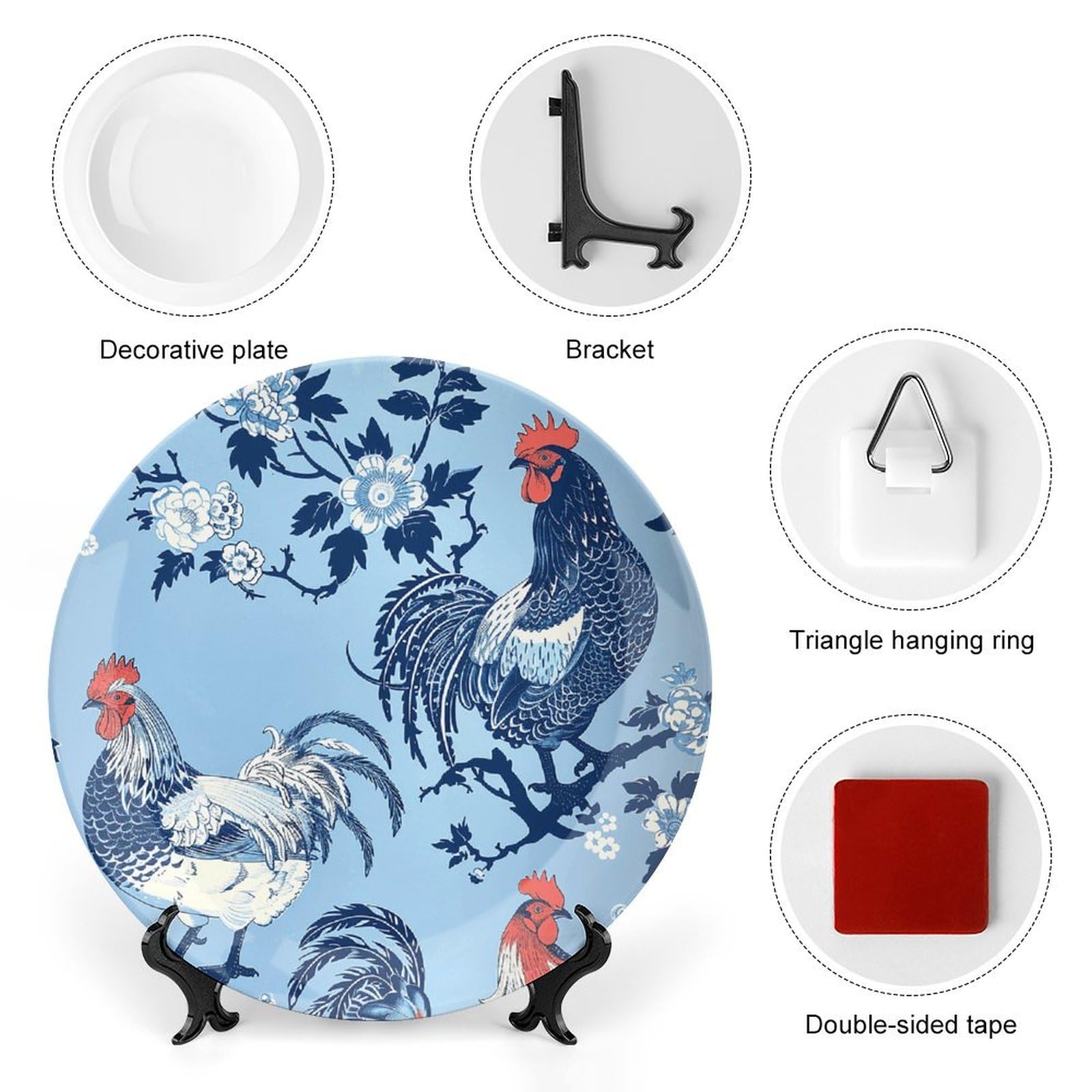 Amazon.com: BTCOWZRV Chicken in Blue Style Ceramic Decorative
