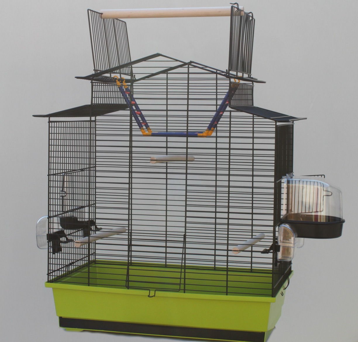 Grüner Vogelkäfig IZA III Cabrio Wellensittichkäfig,Exotenkäfig,Vogelkäfig Vogelbauer Wellensittich Kanarien Voliere Vogelhaus Käfig incl. Badehaus und Trinkröhrchen …