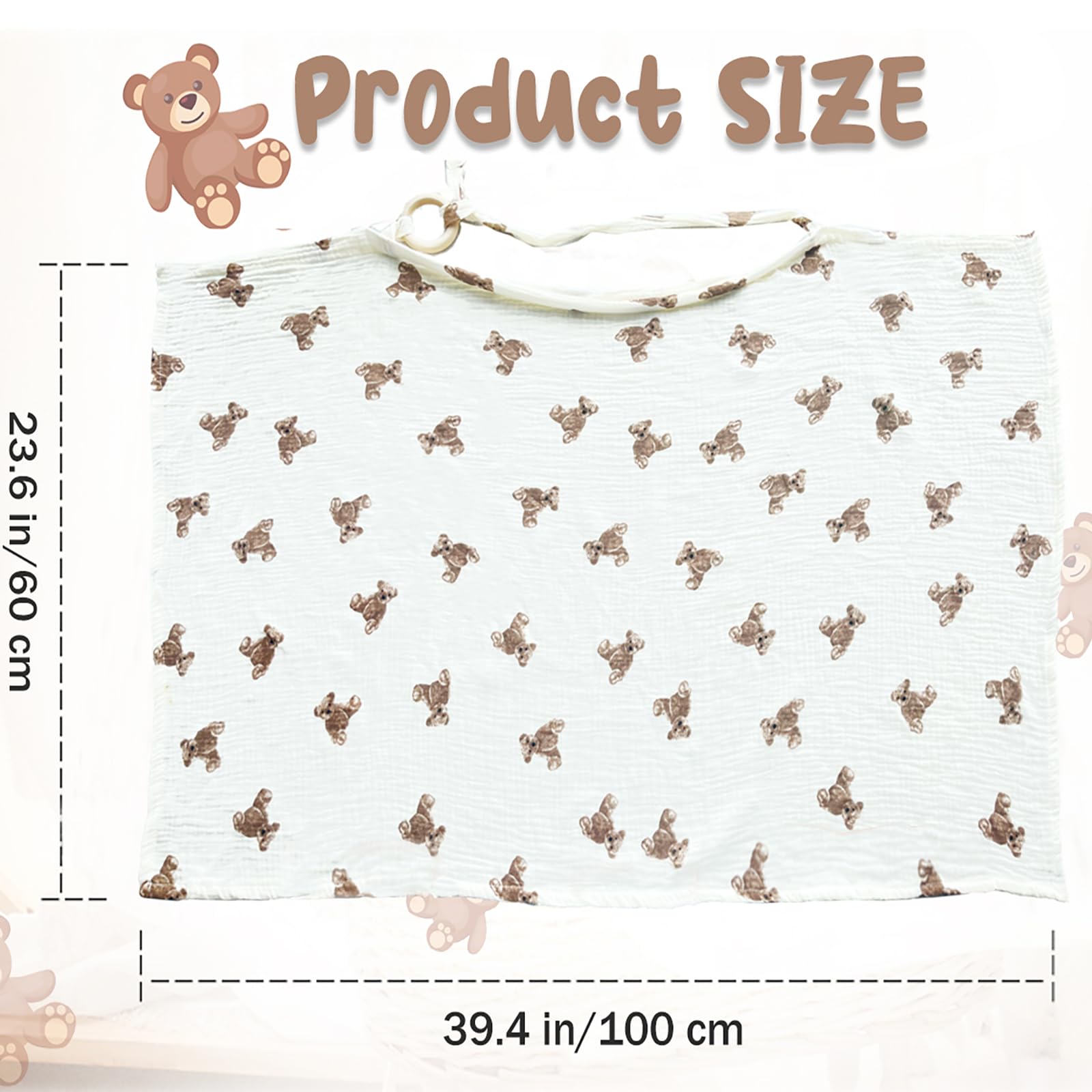 Nursing Cover for Breastfeeding, Feeding Covers for Nursing Mom, Adorable Bear Design Feeding Apron for Mom Breastfeeding Essential Items for New Mothers in Various Scenarios Suitable - Image 7 thumbnail