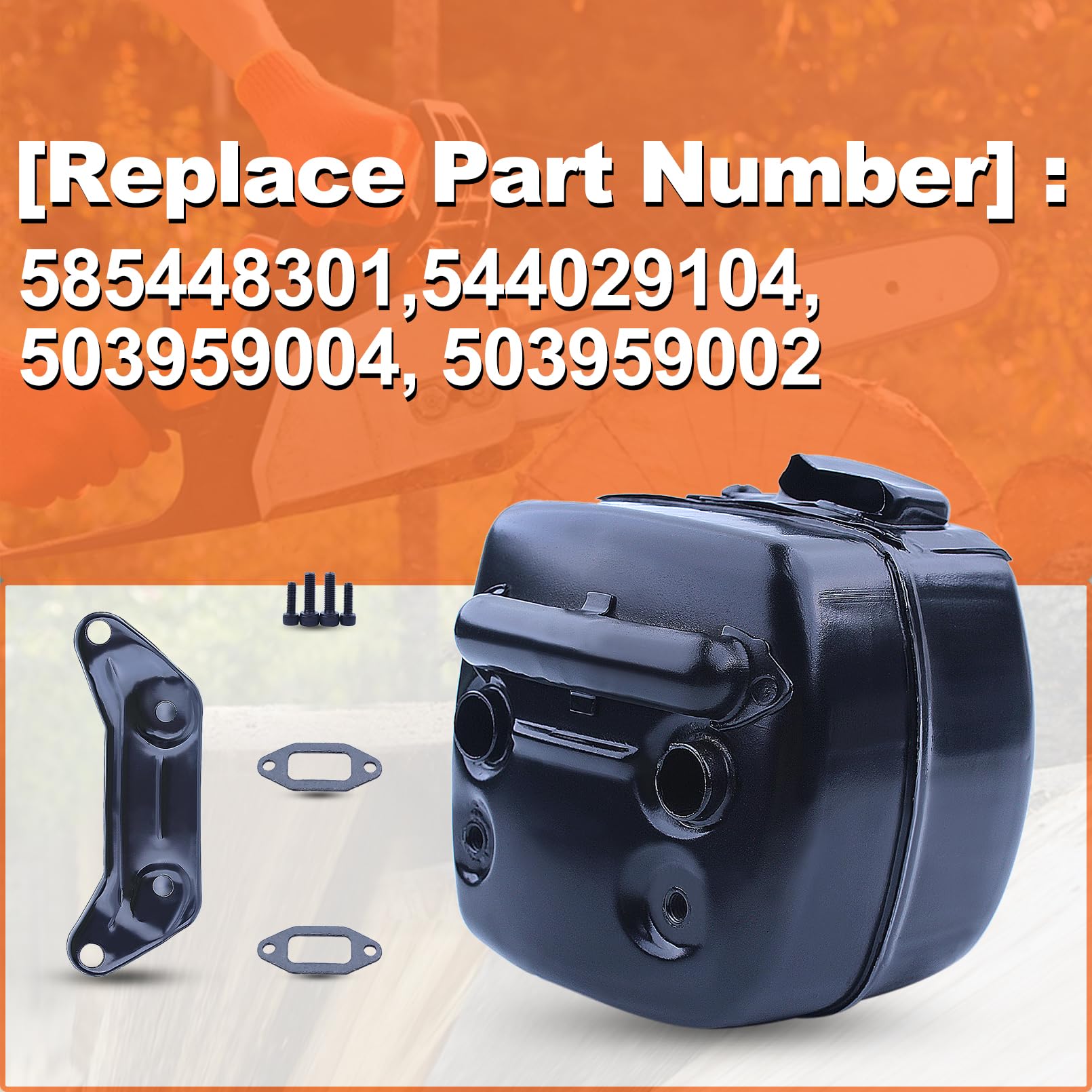 Schalldämpfer für Husqvarna 390xp 390 390 385xp Kettensäge, Auspuffschalldämpfer 544029104, Auspuffrohr-Kit mit Halterungsdichtungen Schrauben