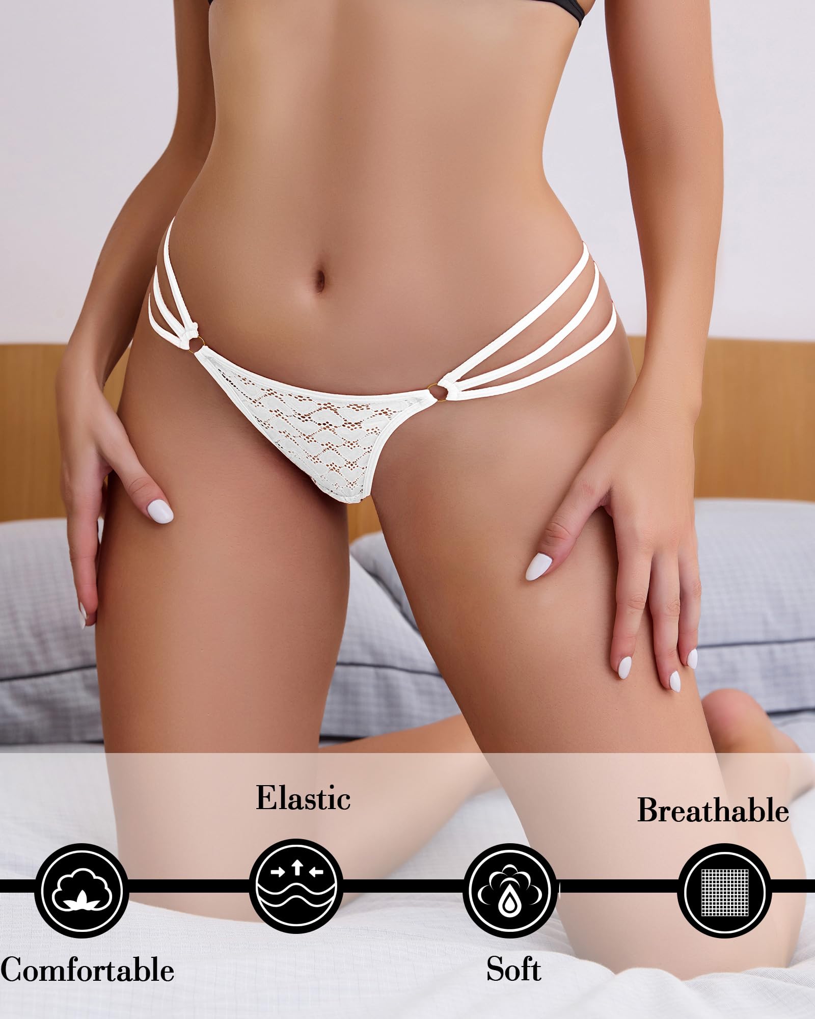 Hibluco Biancheria intima sexy per le donne perizoma in pizzo a vita bassa T- indietro mutandine perizoma perizoma