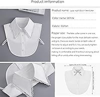 Vista 3 de Blusa desmontable con cuello falso, media camisa, cuello falso falso para mujeres y niñas