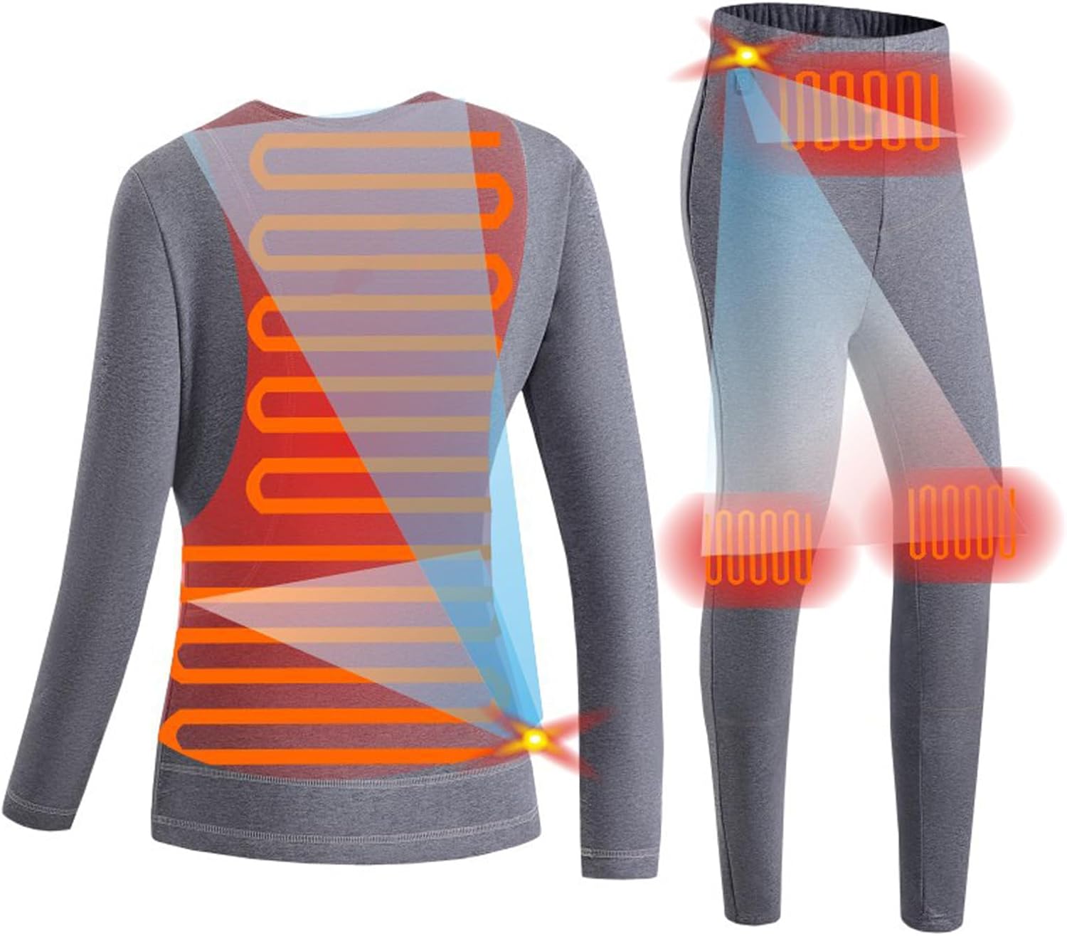 Heated Thermal Underwear Set for Men Women Long Johns with Fleece Lined Long Sleeves Base Layer Set Top Bottom