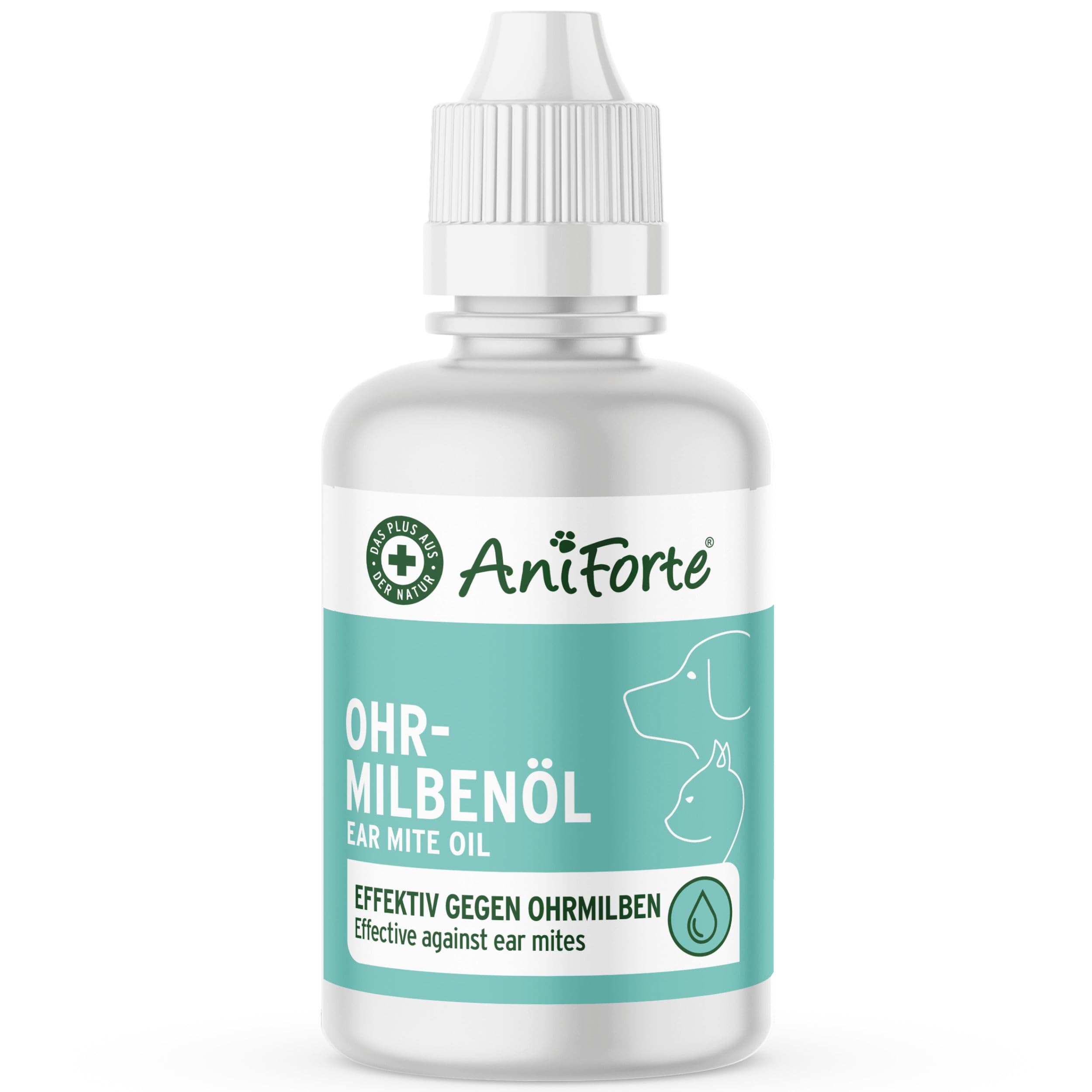 AniForte Ohrmilbenöl für Hunde, Katzen & Nagetiere 50ml – Ohrentropfen bei Juckreiz & Milben, Mittel bei Ohrmilben, Ohrenpflege & Ohrenreinigung
