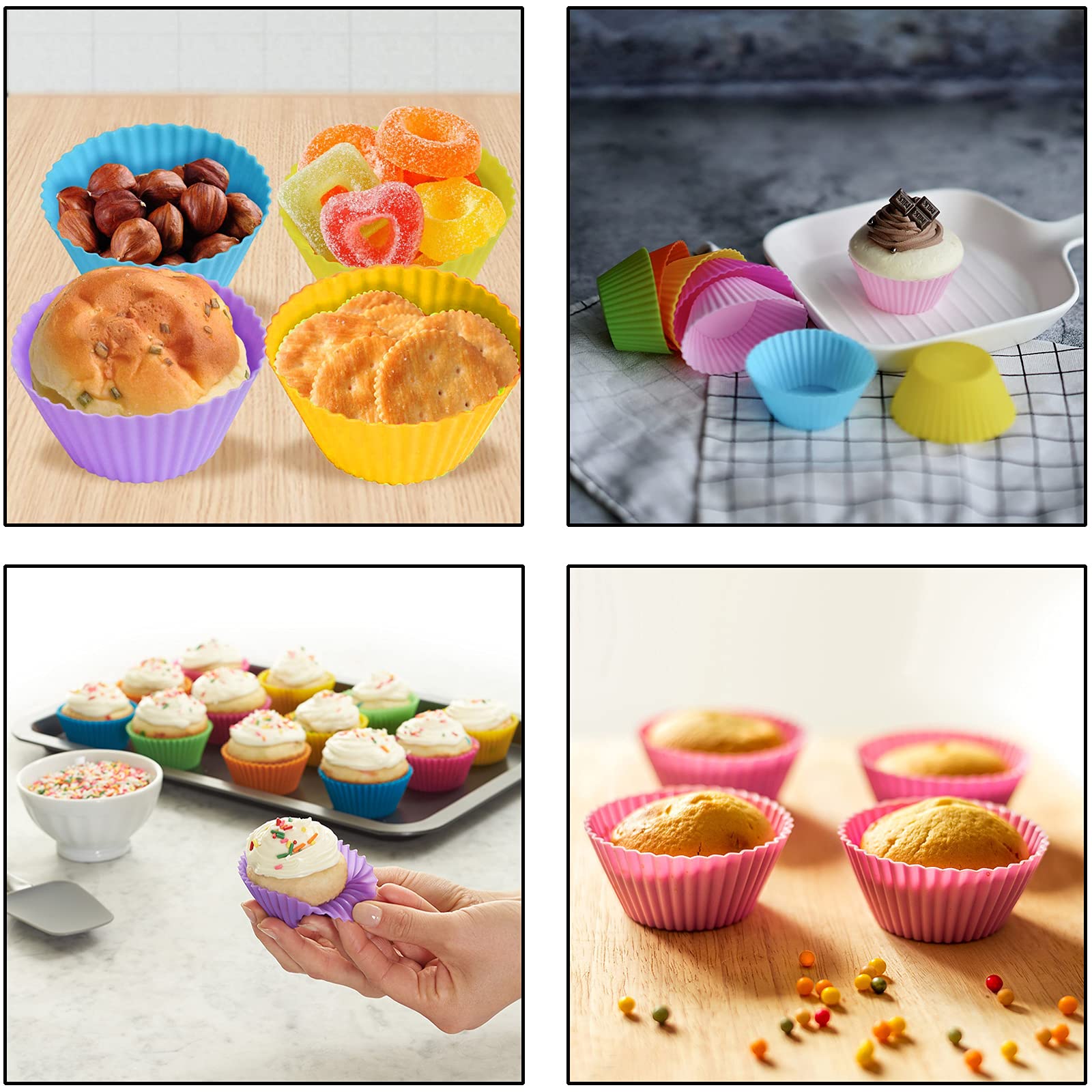 Lot De 2 Moules à Muffins En Silicone - 24 Cavités, Antiadhésif, Résiste à -40°C à 220°C, Lave-vaisselle