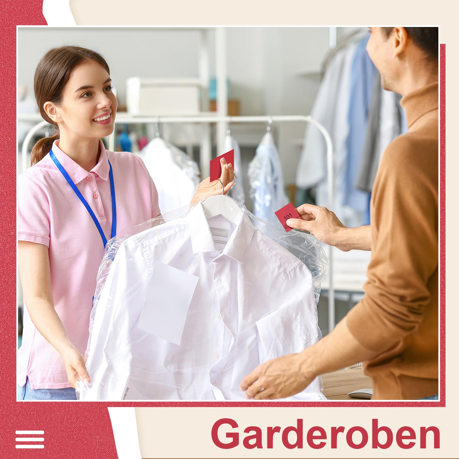 Nezyo Doppelnummern Blöcke 1-1000 Nummernblöcke Lose Nummeriert Garderobenmarken Großpackung Zahlenblöcke für Garderobe Events Party Messen, 10 x 5 cm(Rot)