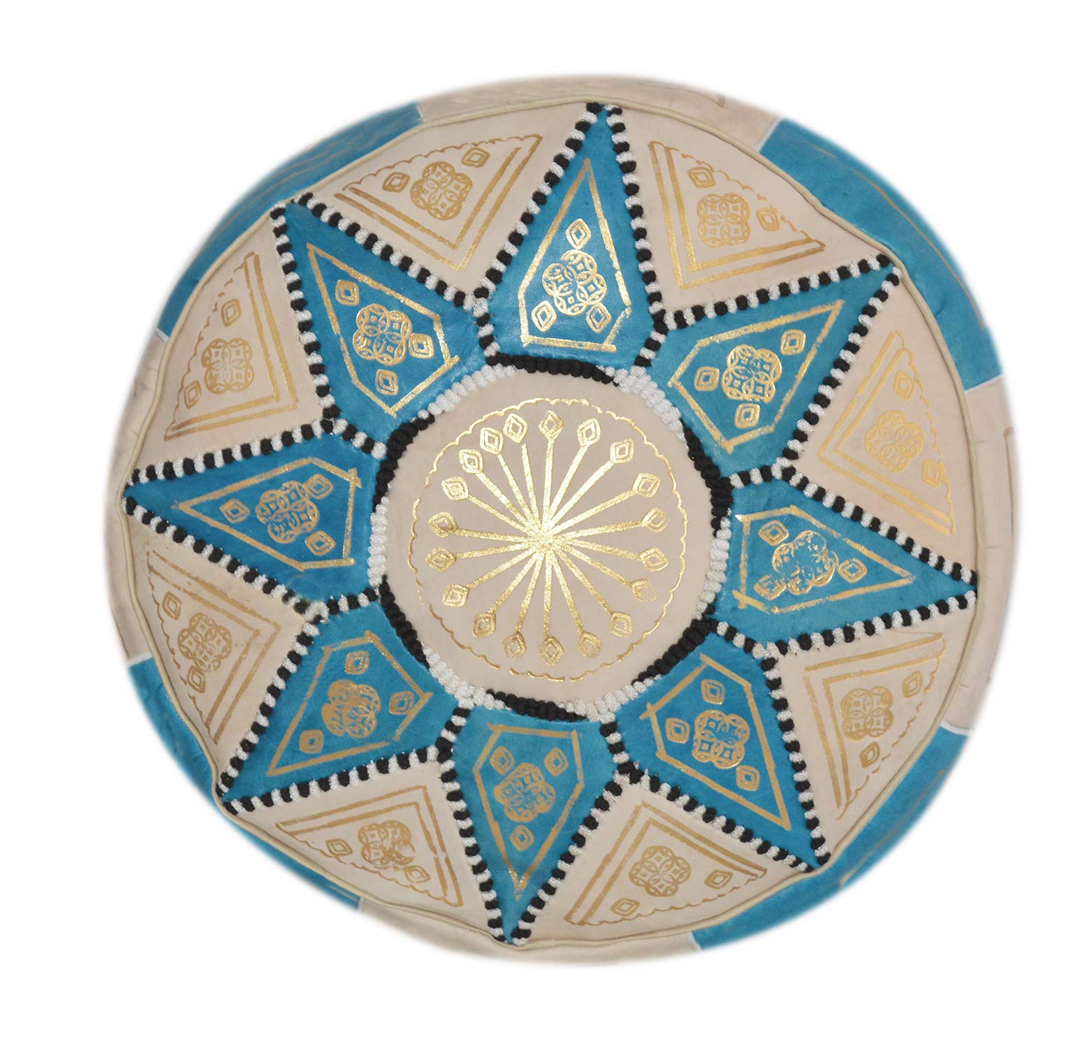 Moroccan Pouf Ottoman Footrest Hassock Handmade Leather Comfortable Unstuffed