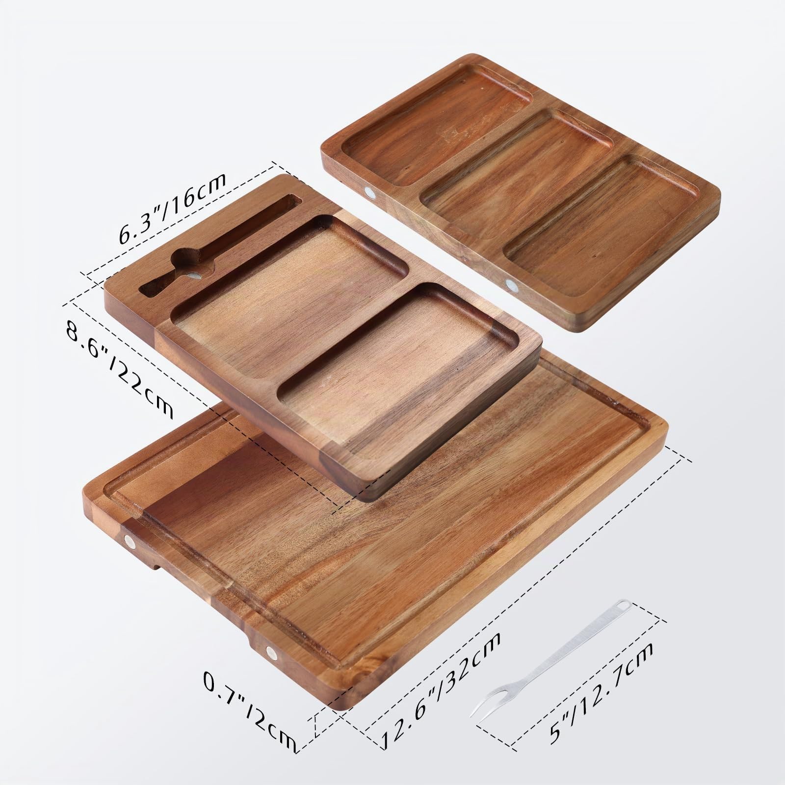 hecef 3-in-1 Käsebrett und Servierbretter Set mit Tragetasche, Akazienholz